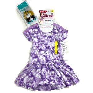 Girls Purple Tie Dye Dresses 2Masks Reusable PM2.5